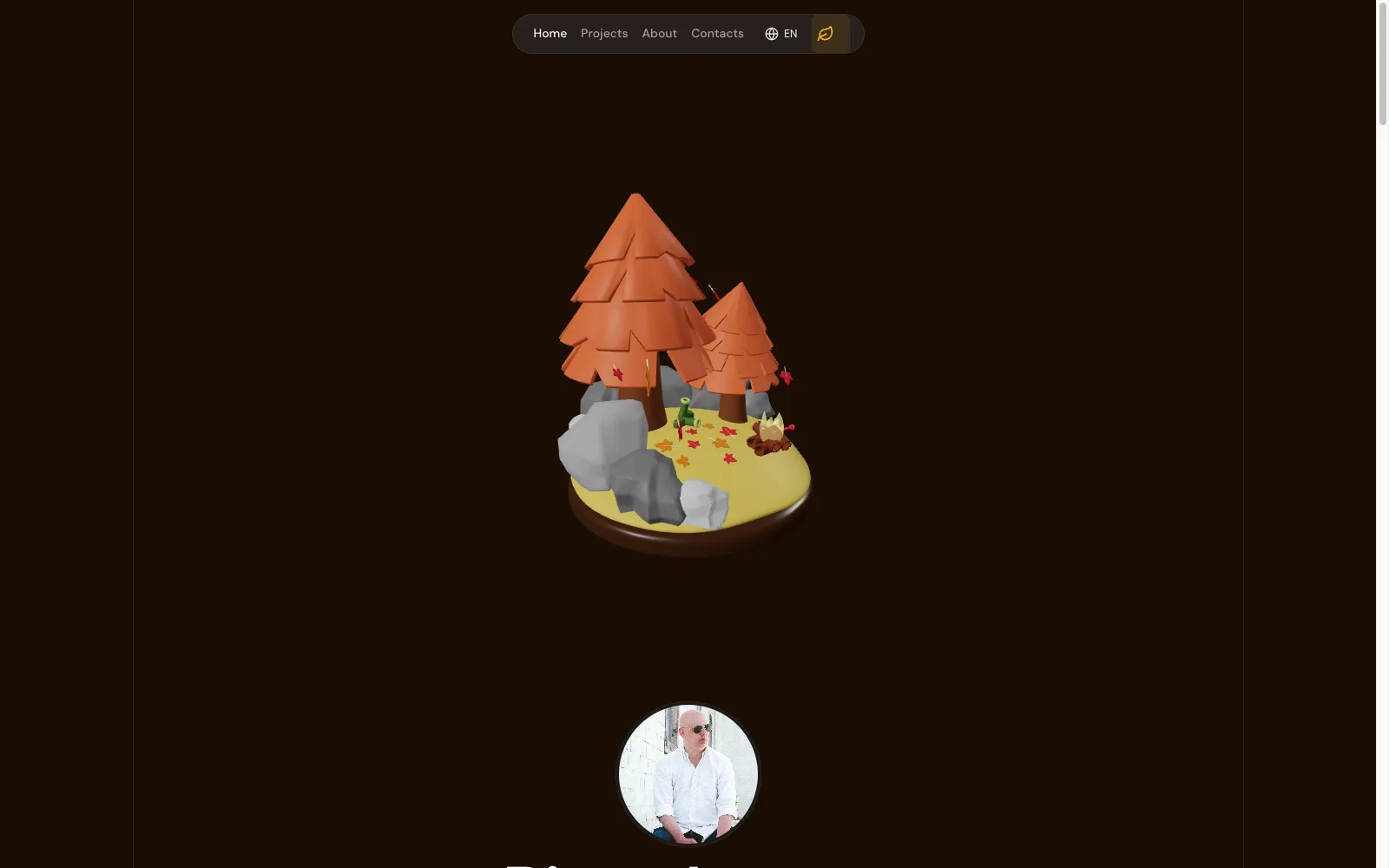 A real-time 3D autumn scene with orange pines and fallen leaves