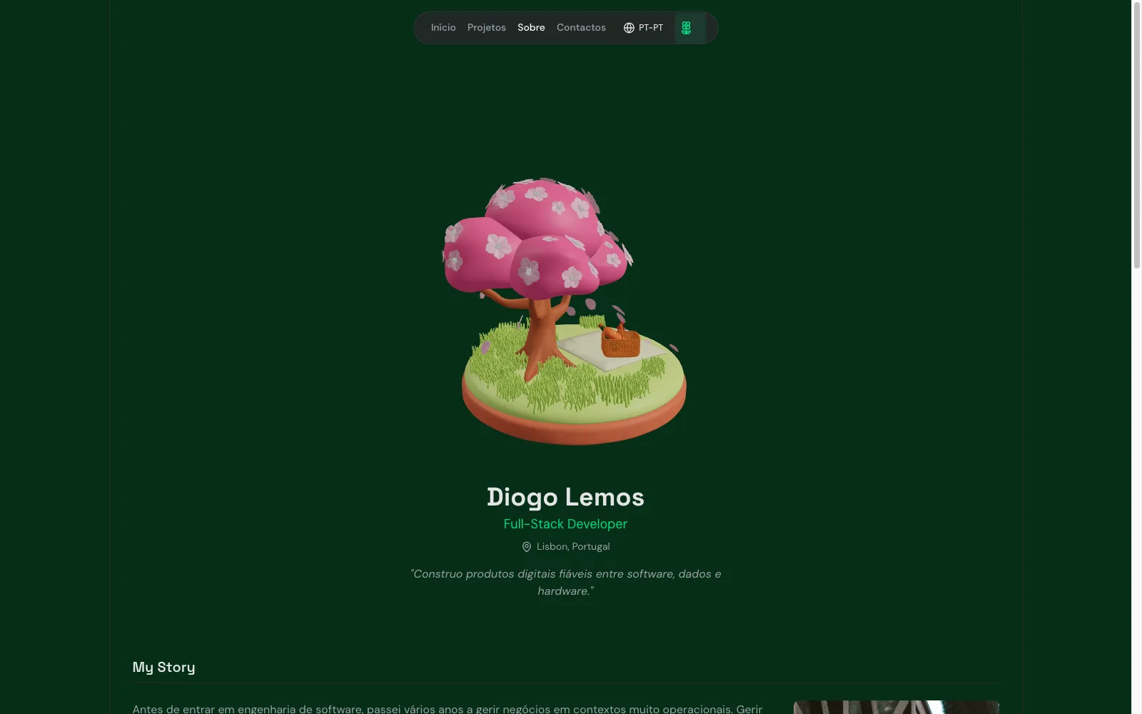 The site translated into Portuguese